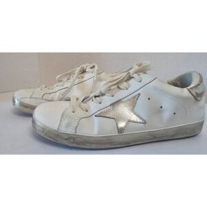 Golden Goose Superstar Sneakers White Leather Gold Star Distressed Low Top SZ 39